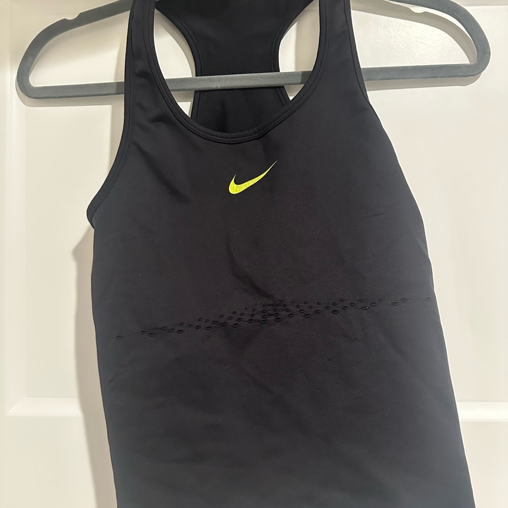 Nike Racerback Tank with Neon Yellow Swoosh